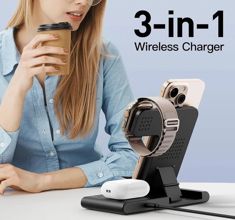 🔋CARGADOR INALÁMBRICO 3 en 1 - "🔥OFERTA 50% DE DESCUENTO +🚛 ENVÍO GRATIS HOY"